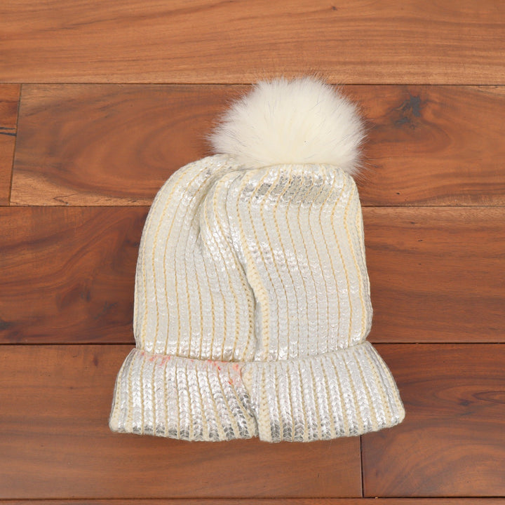 Philadelphia Eagles NFL Beanie Hat Silver Metallic Knit Pom AEE Fashion