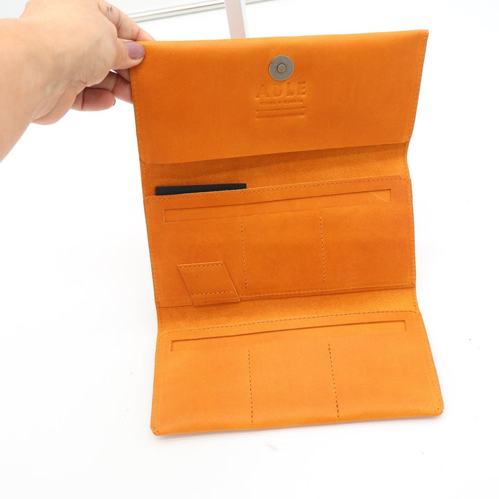 ABLE Debre Wallet Cognac Genuine Leather Tri-fold Clutch Handmade