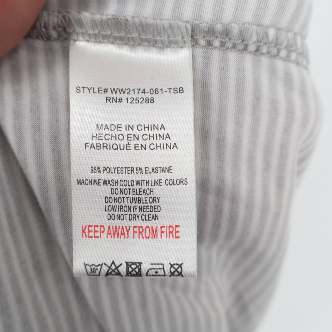 Tahari Pajama Shorts Women Large Gray Striped Stretch Drawstring Waist Sleepwear
