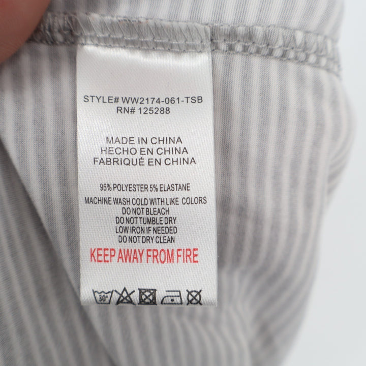 Tahari Pajama Shorts Women Large Gray Striped Stretch Drawstring Waist Sleepwear