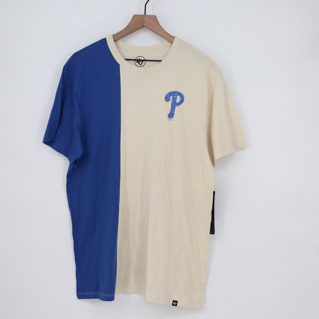 47 Brand Philadelphia Phillies MLB Split Panel T-Shirt XL Cream Blue