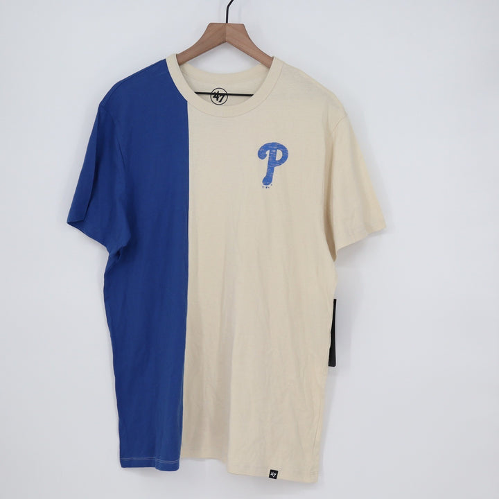 47 Brand Philadelphia Phillies MLB Split Panel T-Shirt XL Cream Blue
