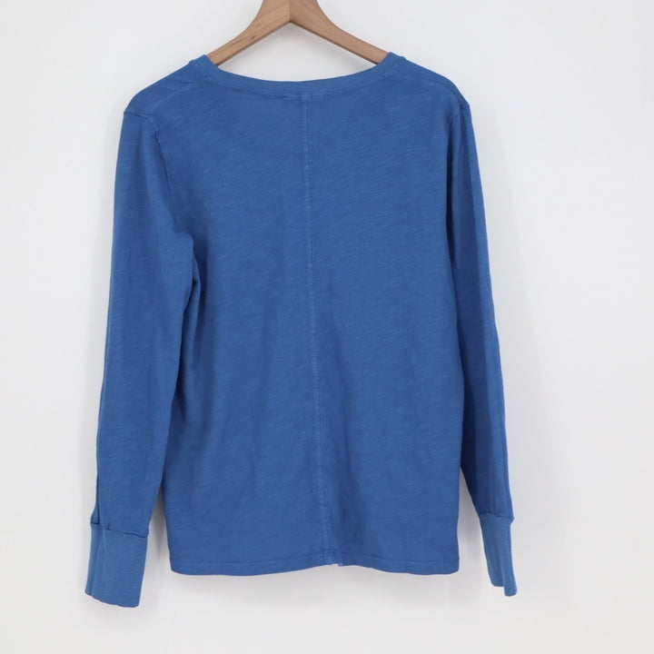 American Giant Premium Slub T-Shirt Womens Large Blue Cotton V-Neck Pullover
