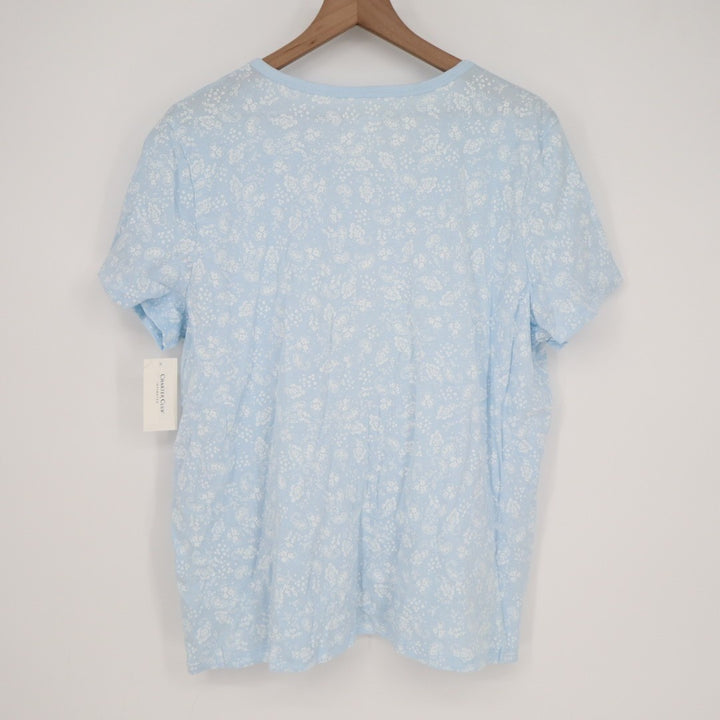 Charter Club 2-PC Pajamas Set Womens XL Blue Floral Button Front Straight Leg