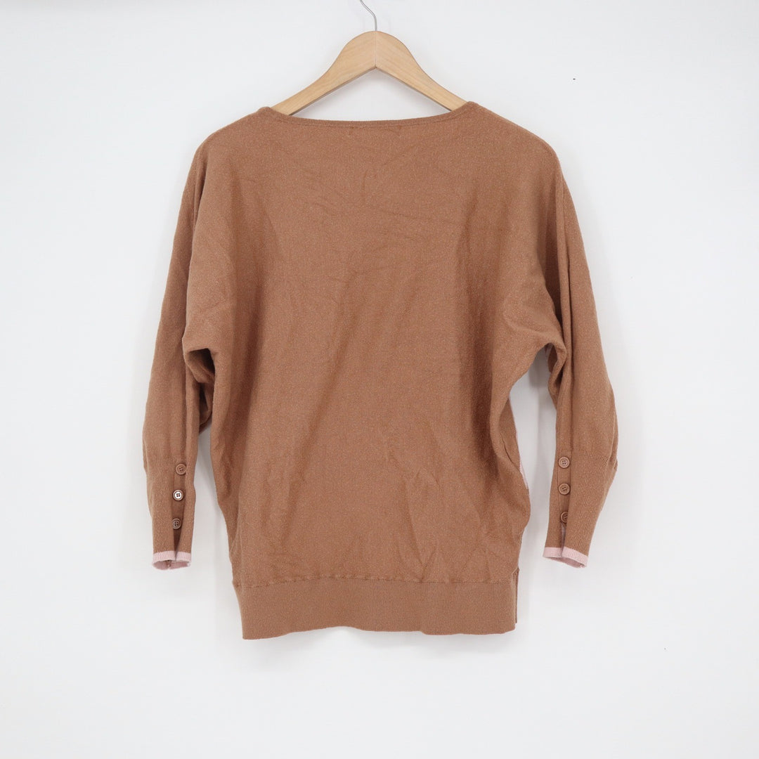 Banana Republic Womens Brown Pink Star Intarsia Knit Dolman Sleeve Sweater 1X