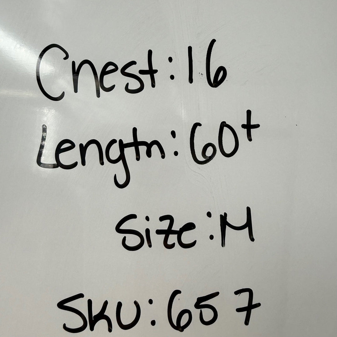 Text on a whiteboard with measurements and product details.