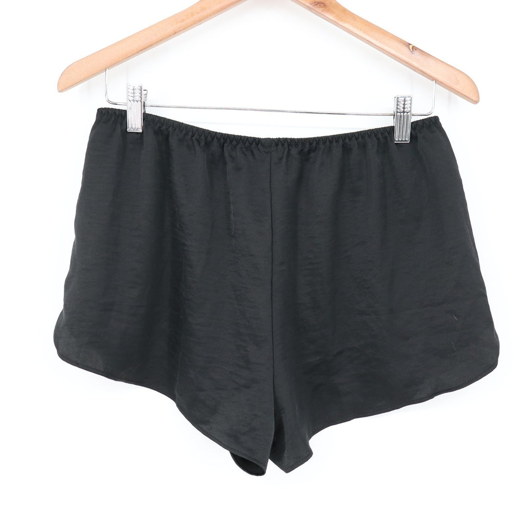 Lounge Shorts Womens Medium Black Red Bow High Rise Elastic Waist Sleepwear