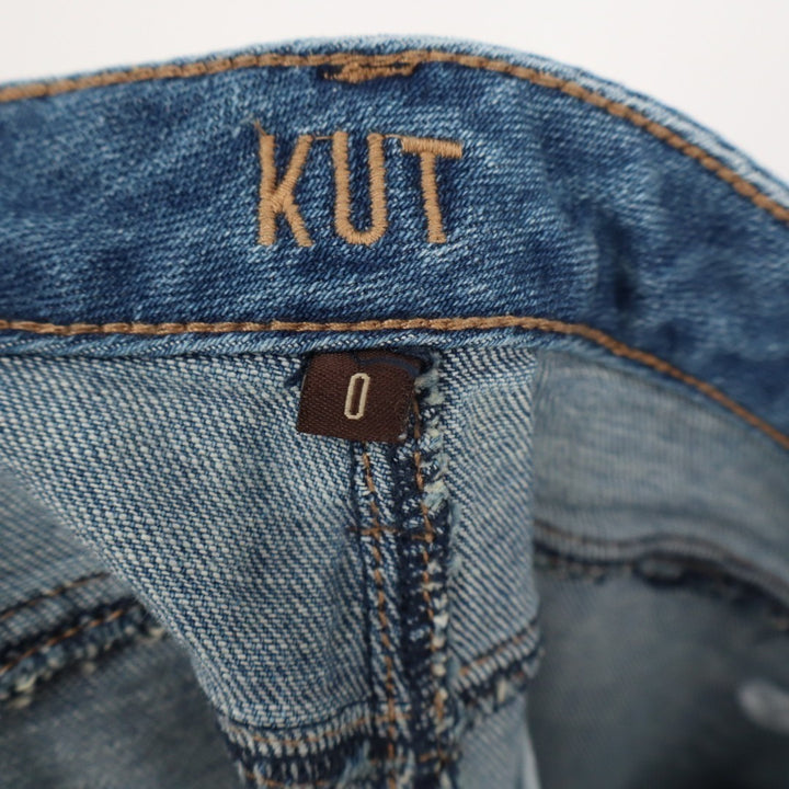 Kut From The Kloth Jeans Womens 0 Blue Cotton Distressed High Rise Cigarette Leg
