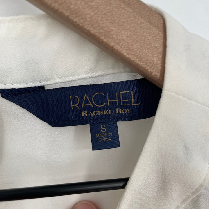 Rachel Rachel Roy Cream Black Stripe Long Sleeve Button Up Blouse Shirt Top S