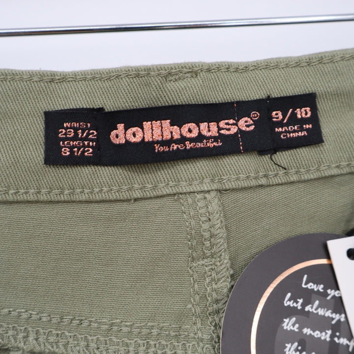 dollhouse Shorts Womens 9/10 Havana Bermuda Green Raw Hem Denim NEW