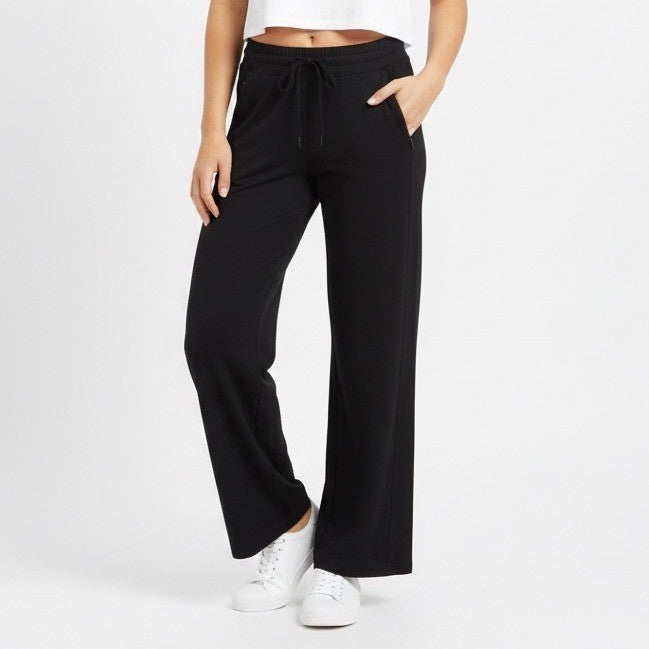 Athleta Crop Pants Womens 4 Black Stretch Drawstring Waist High Rise Wide Leg