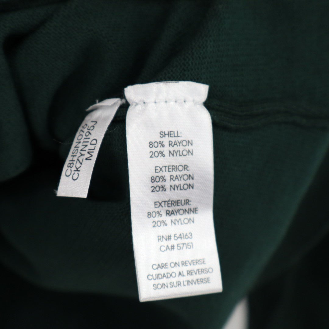Calvin Klein Sweater Womens Large Green Mock Neck Shoulder Button Long Sleeve