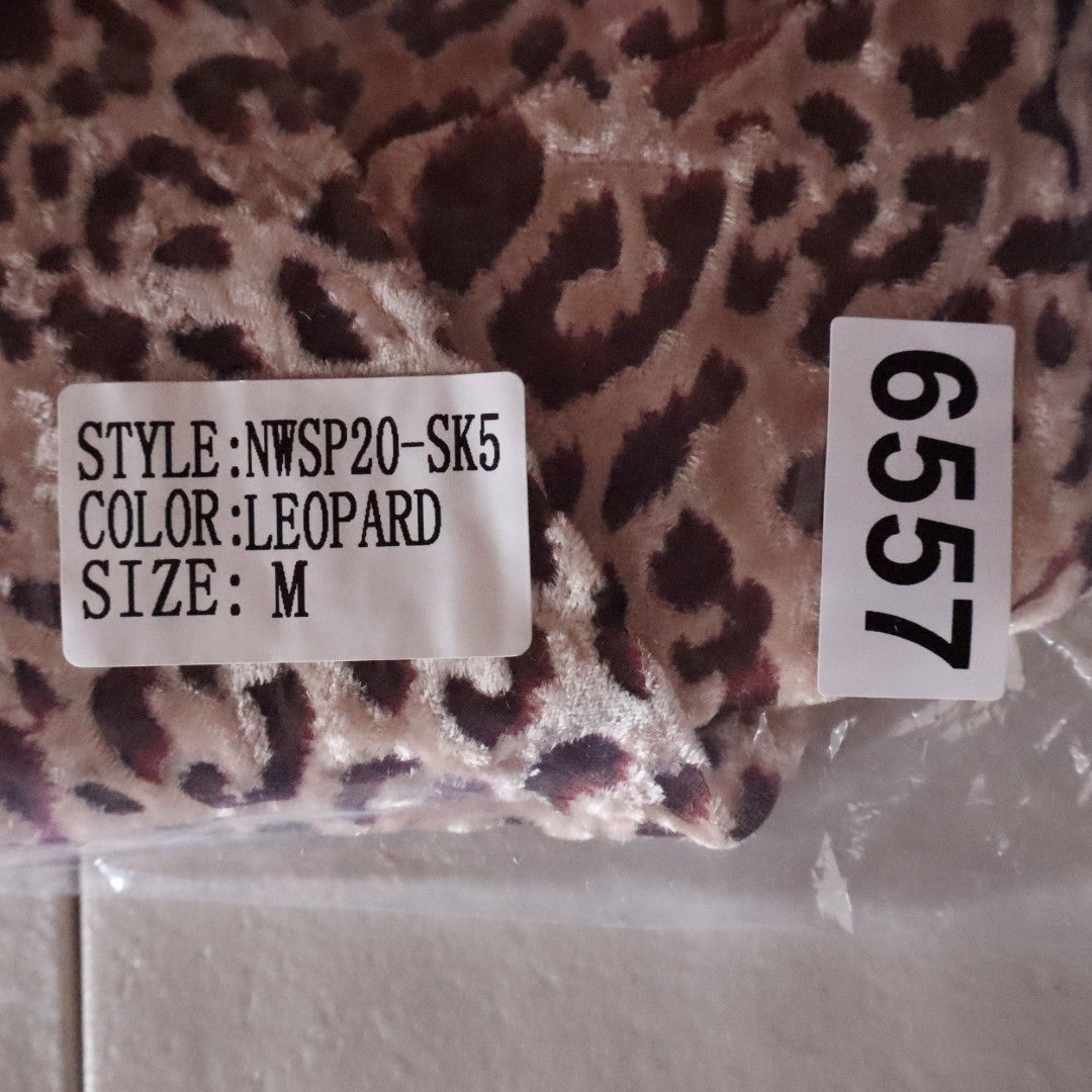 Naked Wardrobe Leopard Print Velvet Ruched Draped Mini Skirt  Medium