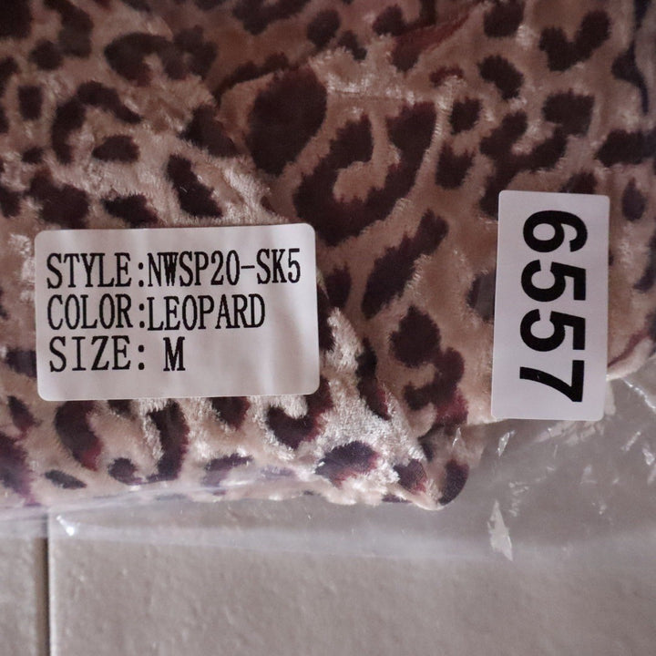 Naked Wardrobe Leopard Print Velvet Ruched Draped Mini Skirt  Medium