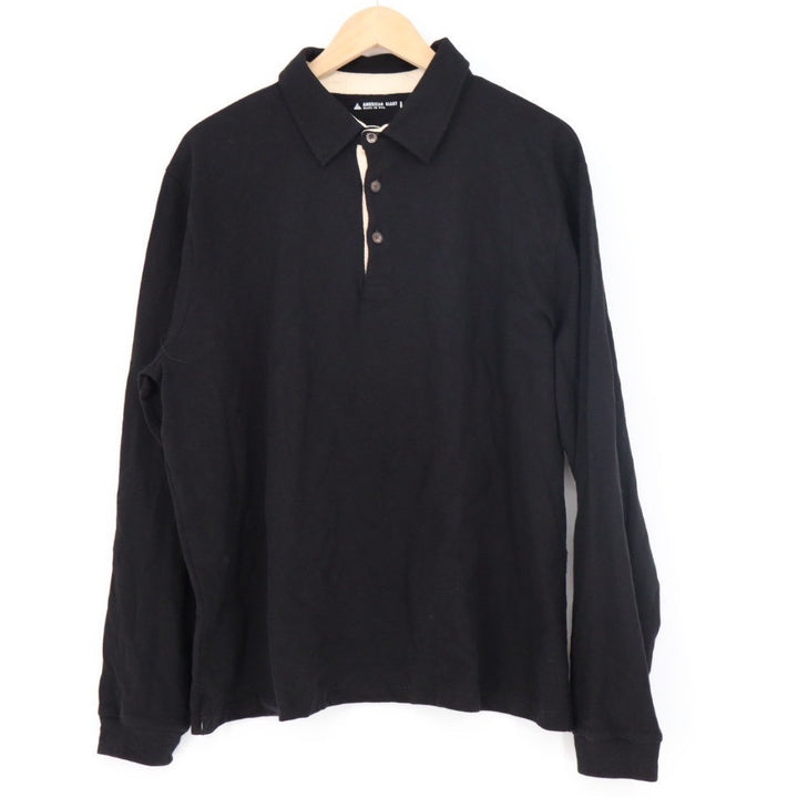 American Giant Long Sleeve Black Polo Shirt Mens Size Large Made in USA