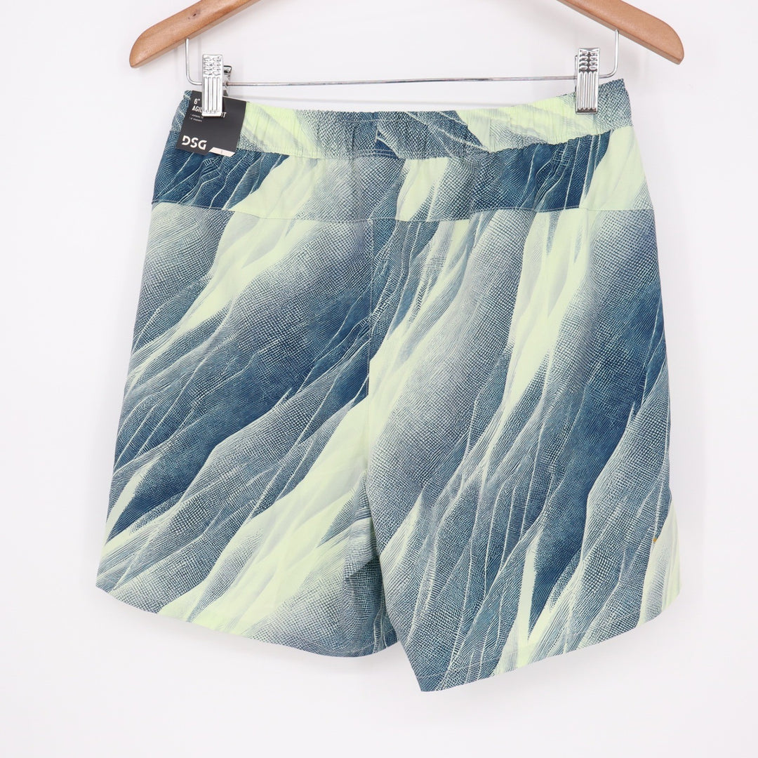 DSG Mens 6 Inch Agility Short Navy Lime Green Abstract Graphic Small