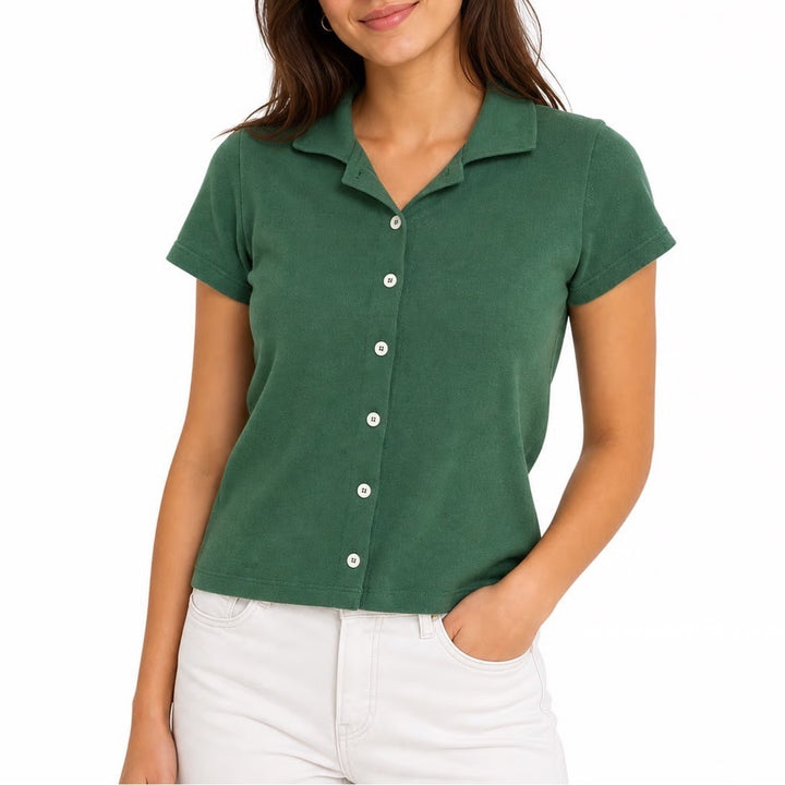 John Galt Brandy Melville Forest Green Short Sleeve Button Down Cardigan Small