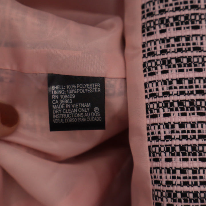 Tahari Arthur S Levine Pink Black Tweed Collarless Blazer Jacket Size 6 KLN0706