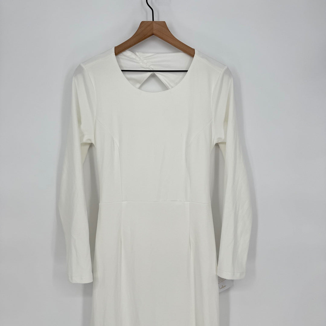 Lulus Eloquent Endearment White Long Sleeve Backless Maxi Dress Size L
