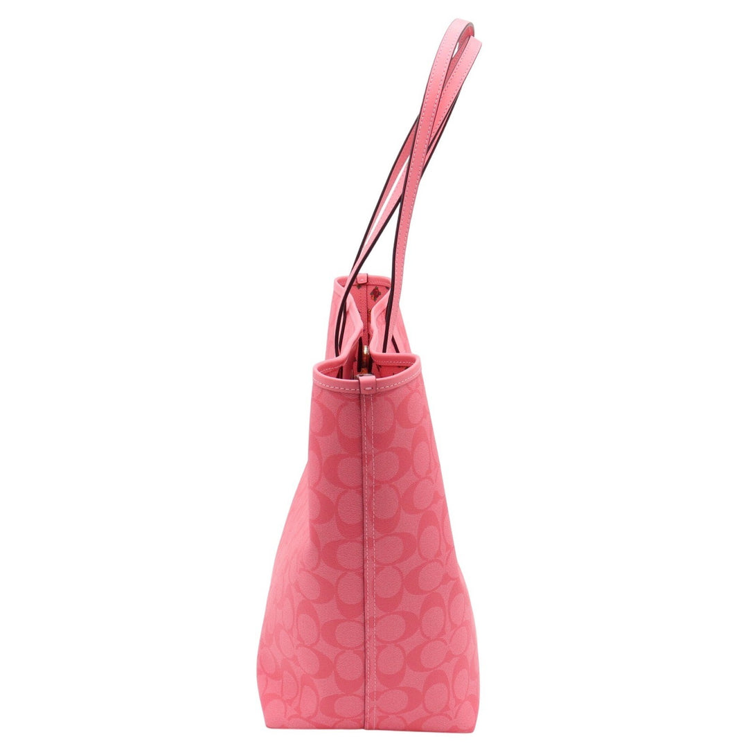 Coach City Tote Signature Canvas Pink Floral Interior Shoulder Bag