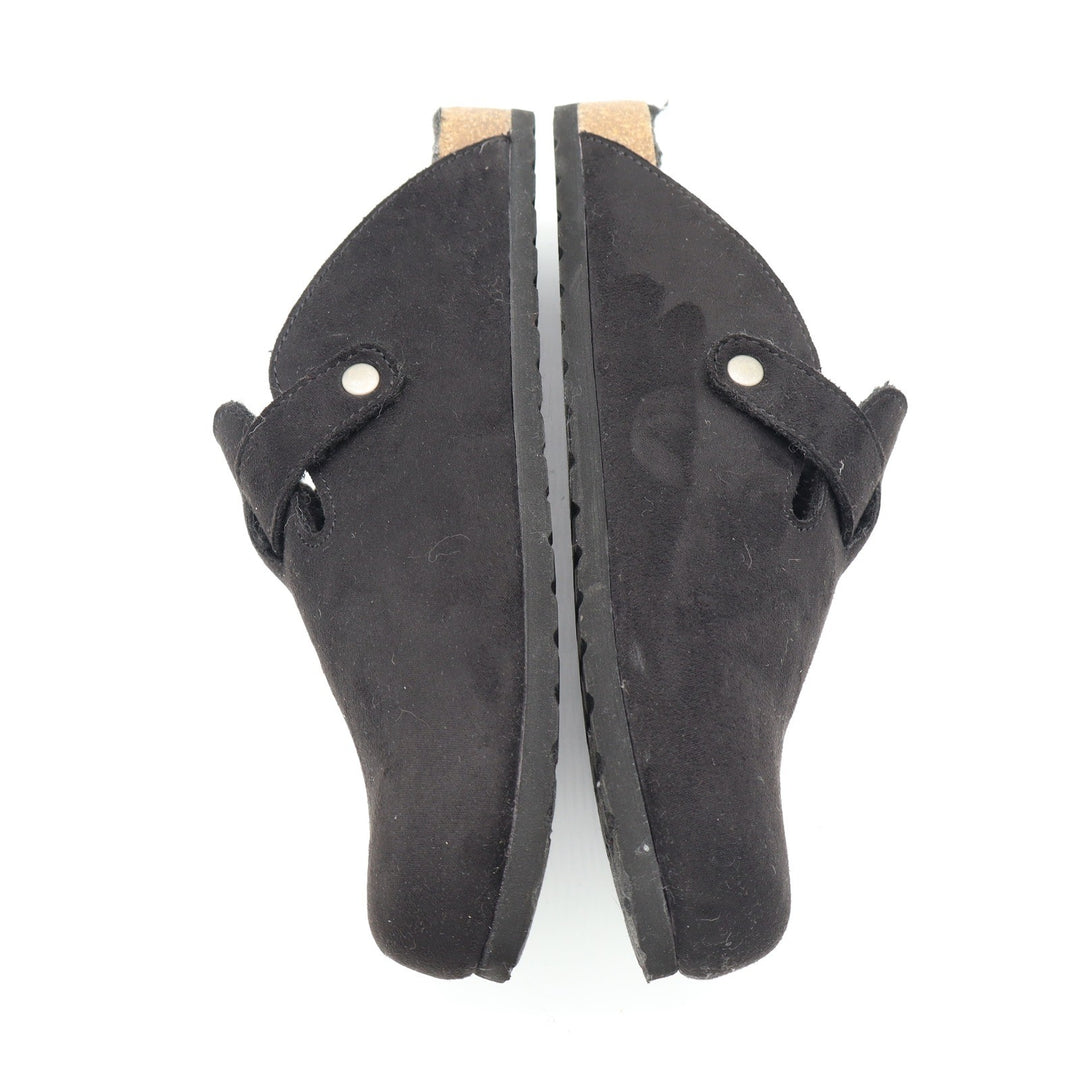 Cliffs by White Mountain Black Faux Suede Faux Fur Lined Buckle Clogs Women 8.5