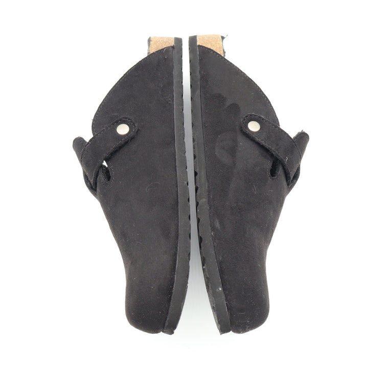 Cliffs by White Mountain Black Faux Suede Faux Fur Lined Buckle Clogs Women 8.5