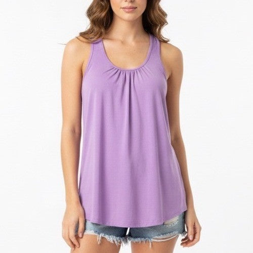Athletic Tank Top Womens Large Lavender Stretch Scoop Neck Racerback Pullover
