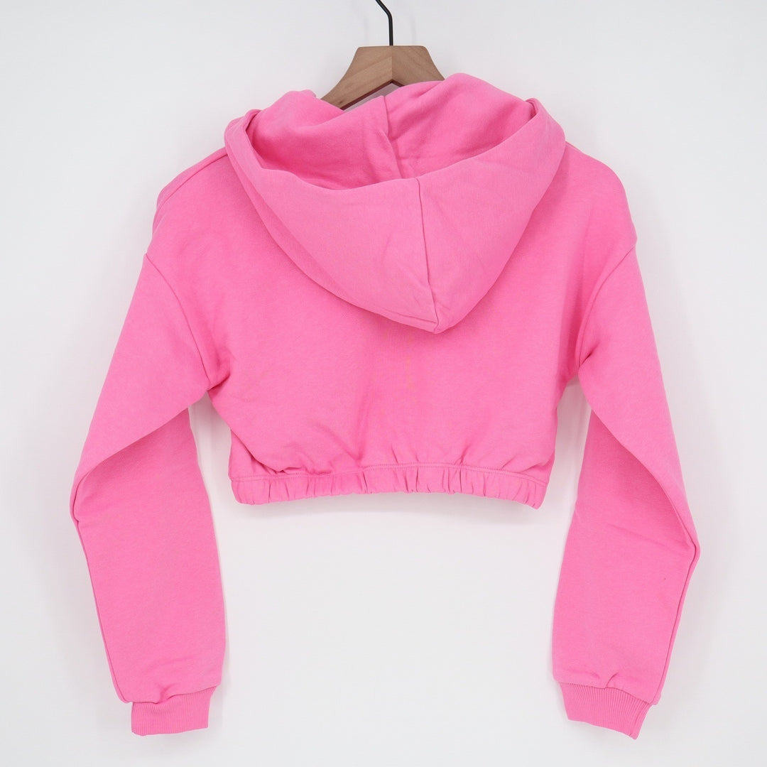 Naked Wardrobe Women's Cropped Hoodie Pink Small Relaxed Fit Pullover