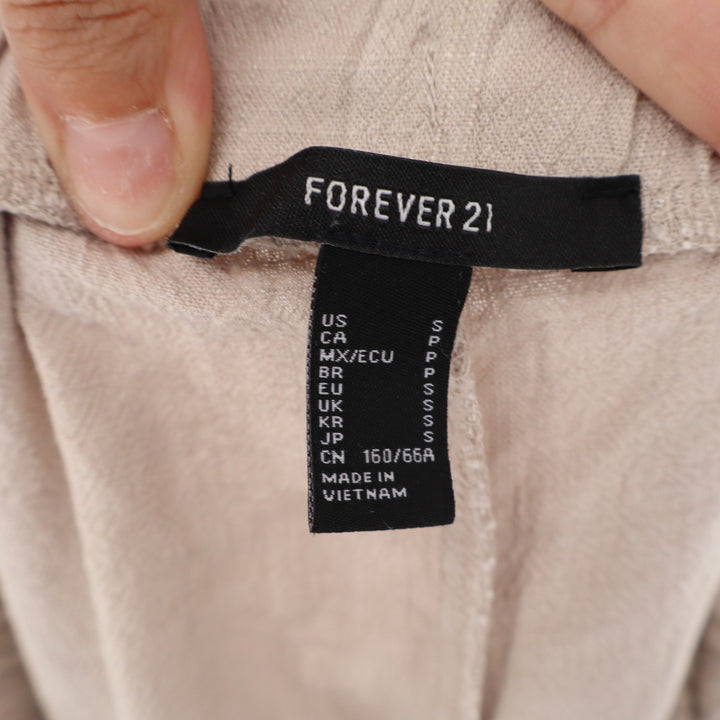 Forever 21 Beige Linen Blend Paperbag Waist Shorts Small BKA72