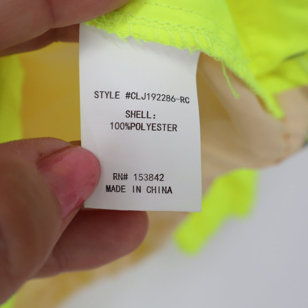 Code Mode Windbreaker Women L Beige Neon Yellow Colorblock NEW