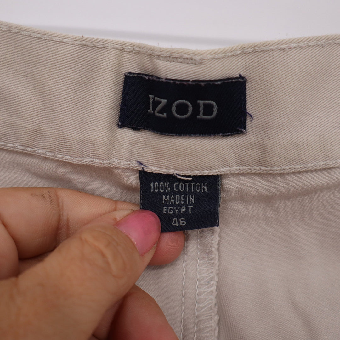 IZOD Shorts Mens 46 American Quality Chino Khaki Pleated Cotton Good