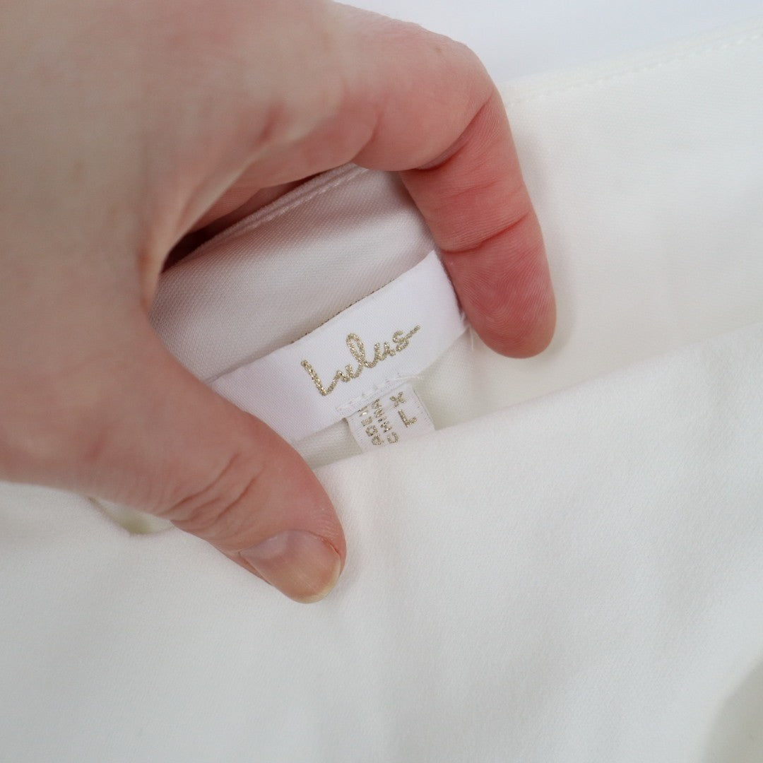 Lulus Feeling of Forever Maxi Dress Womens XL White Back Button Spaghetti Strap