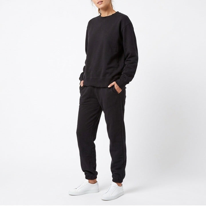 Naked Wardrobe Black Sweatshirt Jogger Set Women's Small Oversized Fleece