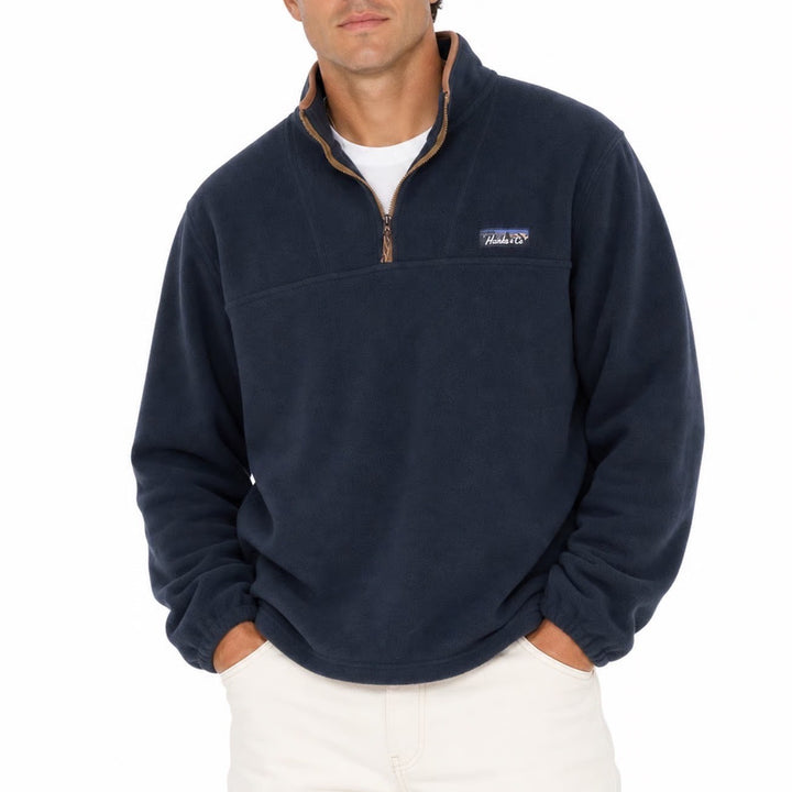 Hawke & Co Outfitter Mens Navy Blue Quarter Zip Fleece Pullover Large