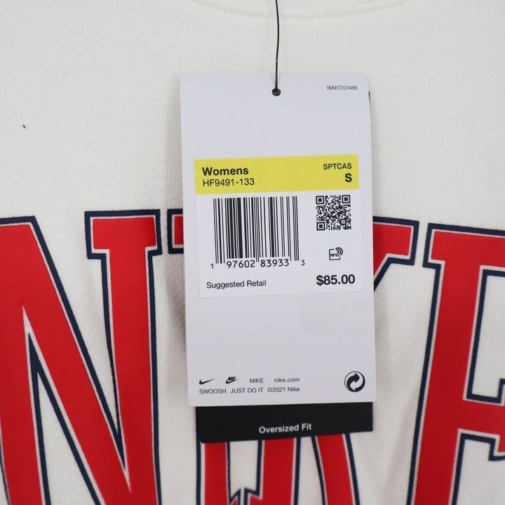 Nike Womens Oversized Graphic Sweatshirt Sail White HF9491-133 Small