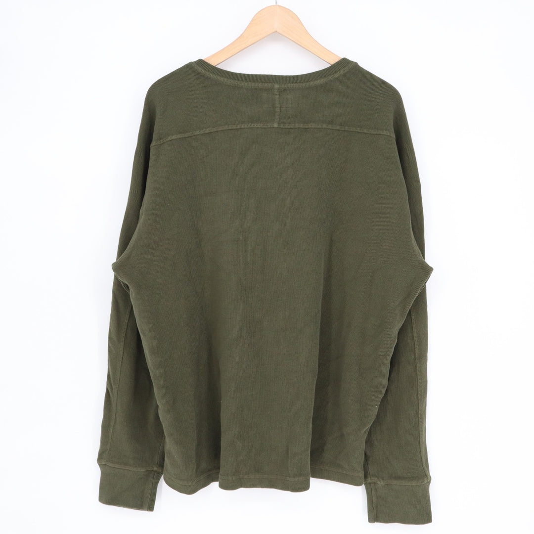 American Giant French T-Shirt Mens XL Olive Green Cotton Ribbed Henley Neck