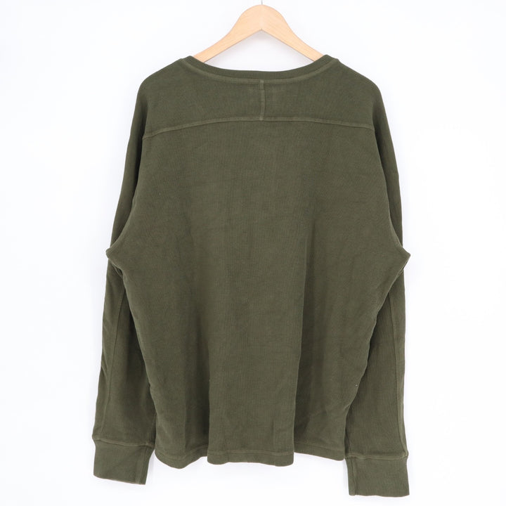 American Giant French T-Shirt Mens XL Olive Green Cotton Ribbed Henley Neck