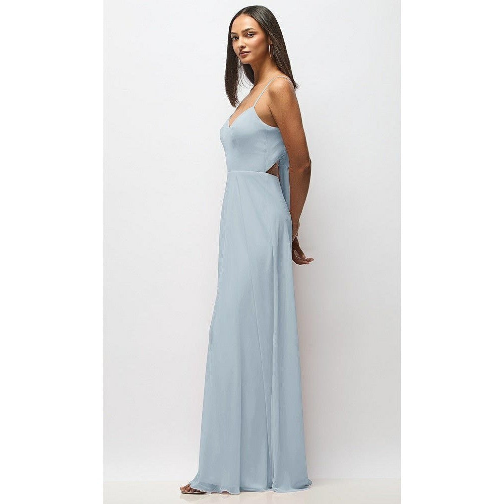 After Six Tie-Back Cutout Maxi Dress With Front Slit In Mist Size 14
