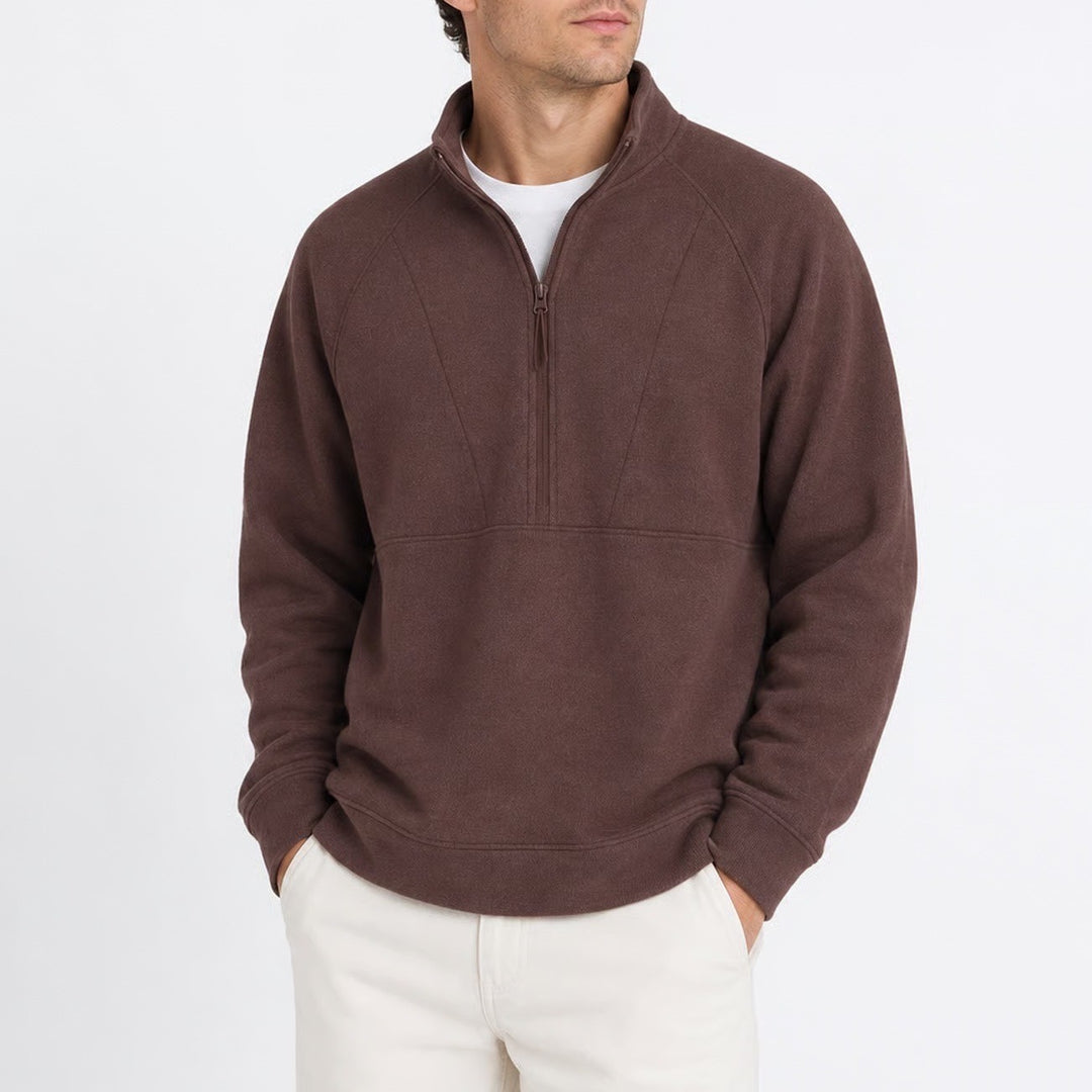 All in Motion Mens XL Quarter Zip Pullover Sweatshirt Brown Cotton Blend