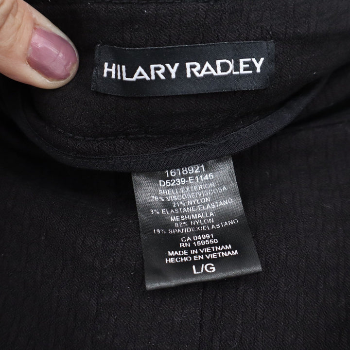 Hilary Radley Womens Black Pull On Straight Leg Trousers Size L