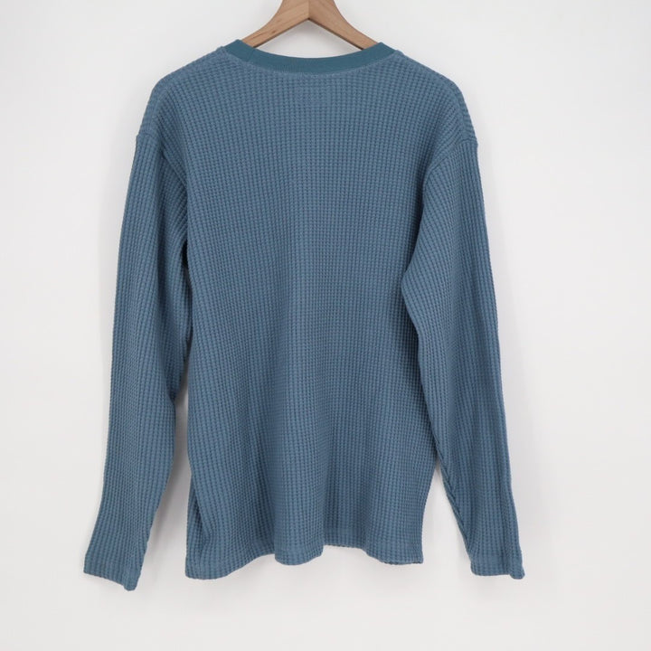 American Giant T-Shirt Mens Large Bluefin Waffle Knit Cotton Stretch Crew Neck