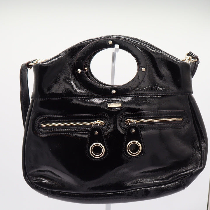 Kate Spade Handbag Womens Large Patent Leather Black Cutout Handle Excellent