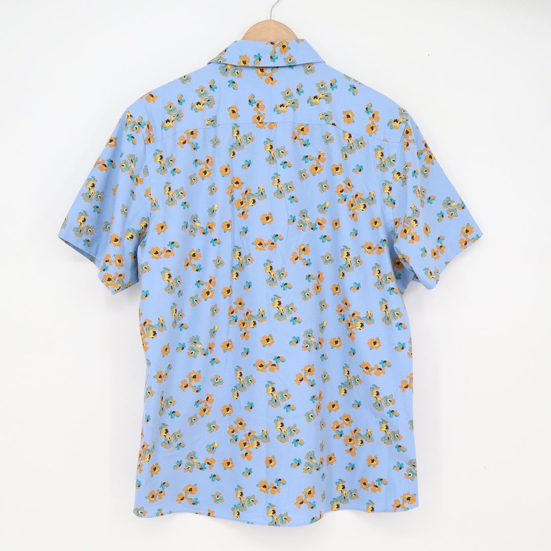 Nordstrom Button-Down Mens XL Tech-Smart Trim Fit Blue Floral Stretch Excellent