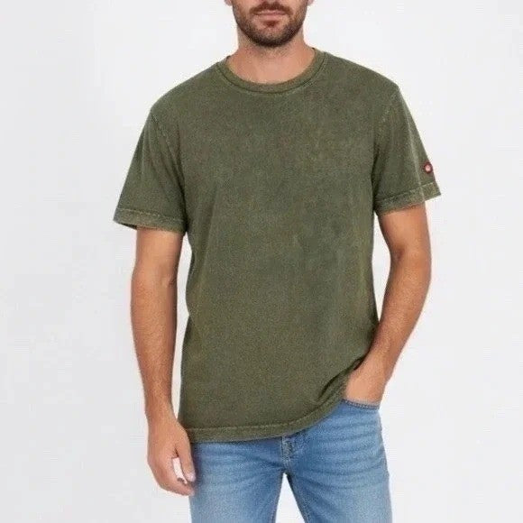 American Giant Crew Tee Shirt Mens 2XL Washed Olive Green Cotton Logo Casual