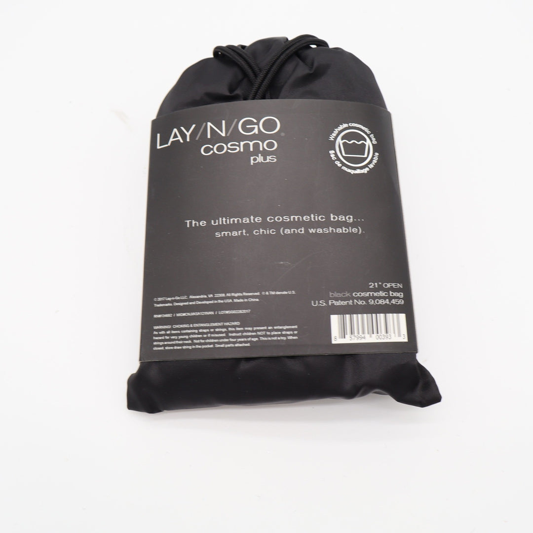 Lay-n-Go Cosmetic Bag Unisex OS Cosmo Plus Black Washable Travel Pouch NEW