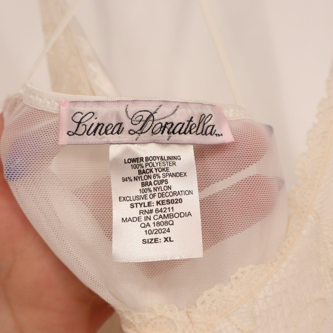 Linea Donatella Keepsake Lace-trim Chemise Nightgown Womens XL Beige Sleeveless