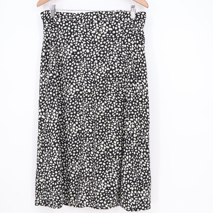 SHEIN Black White Abstract Dalmatian Print Midi A-Line Skirt XL US 12