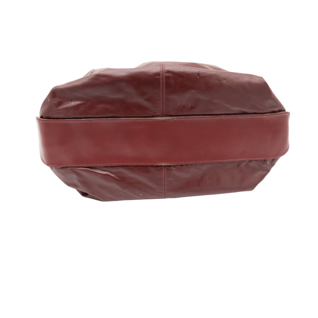 Unbranded Hobo Bag Womens OS Slouchy Burgundy Leather Large Zip Top Good