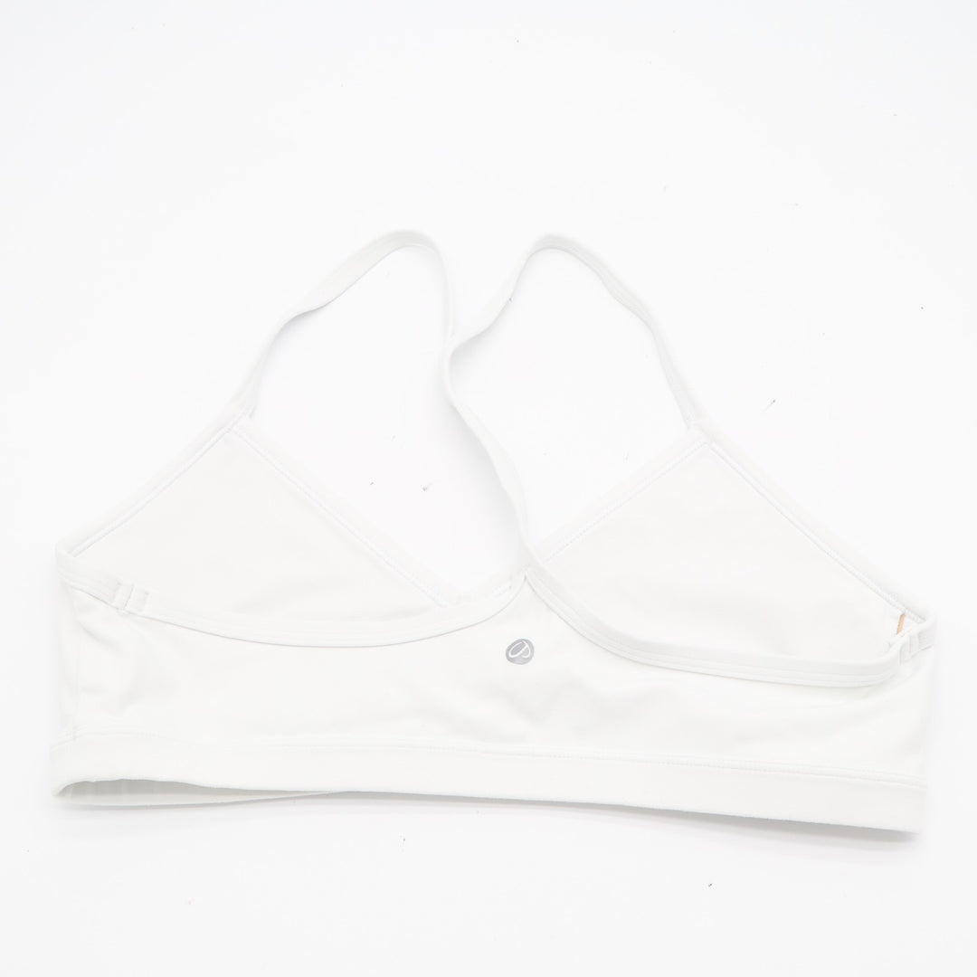 Crz Yoga Sport Bra Womens White Racerback Spaghetti Straps Wireless Activewear