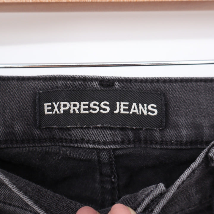 Express Legging Mid Rise Distressed Skinny Jeans Gray Raw Hem Size 8R